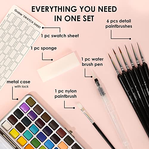 Grabie 50 Color Watercolor Paint Set with Brush Pens - color: 50 Colors