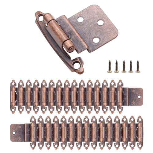 30 Pack (15 Pairs) 3/8 Inset Antique Copper Hinges Self Closing Cabinet - color: Oil Rubbed Bronze, size: 30 Pack (15 Pairs)