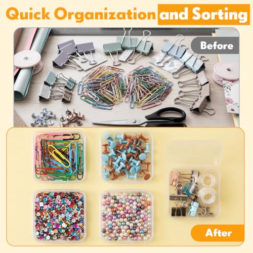 24 Packs Small Clear Plastic Beads Storage Containers Box with Hinged Lid for Storage of Small Items, Crafts, Jewelry, Hardware(2.12 x 2.12 x 0.79 Inches) - size: 2.12 x 2.12 x 0.79 Inches