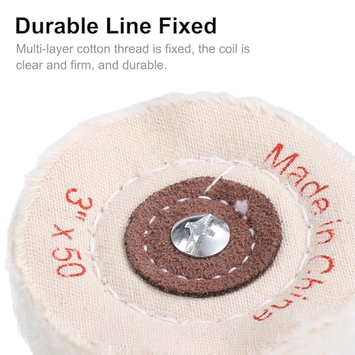 uxcell 3-Inch Buffing Polishing Pad Wheel Cotton with 15/64-inch Handle for Manifold Aluminum Stainless Steel Chrome White 12 Pcs - color: White, size: 3"