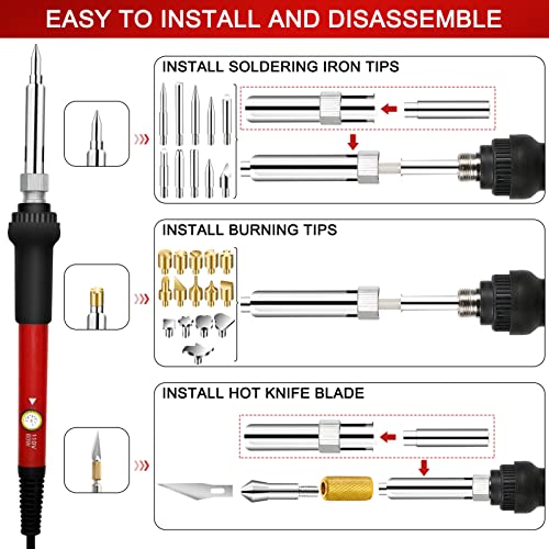 Wood Burning Kit for Beginners, 73PCS Professional Wood Burning Pen Tool - color: Red, size: 73Pcs