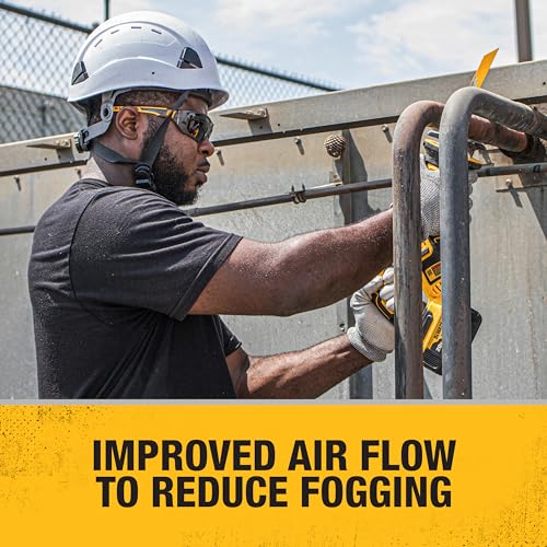 DEWALT DPG112-1D Miter™ Premium Vented No-Slip Safety Glasses – Clear Lens – Vented Frame & Lenses – Rubber Temples & Nosepiece – 1 Pair - color: Gray/Yellow / Clear, size: One Size