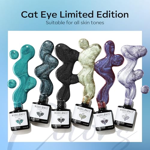modelones Cat Eye Gel Nail Polish Set, Black Blue Purple Green Cateye Gel - color: A A A1-Aurora Dream