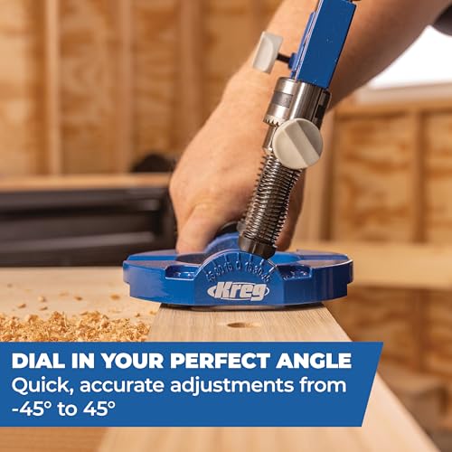 Kreg Drill Guide Pro - Portable Drilling Solution With Adjustable Angle - Built-In Dust Collection Adapter - Self-Centering Design for Consistent Holes - KDG6500 | Portable Drilling Solution with Adjustable Angle, Built-In Dust Collection Adapter