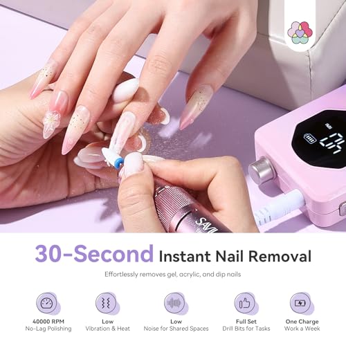 SAVILAND Nail Drill Professional 40000RPM 30S Fast Removal for Acrylic Nail - color: Purple