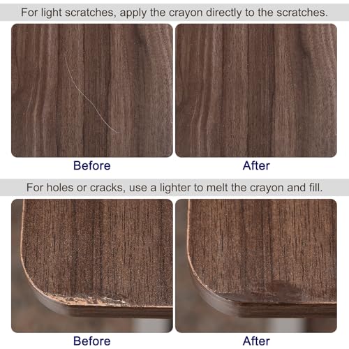 HARFINGTON 5pcs Wood Filler Sticks Wooden Wax Touch Up Furniture Repair Crayons for Scratch Hole Wood, Light Natural - color: Light Natural