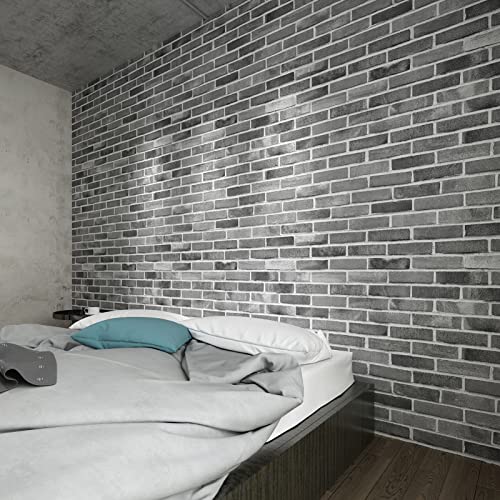 Art3d 10-Pack Durable Faux Brick Peel and Stick 3D Wall Panels, Stone Ash - color: Stone ash, size: 10pcs-27x27inch