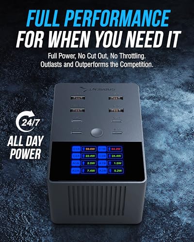 SABRENT VOLTIK Charging Station, 252W 8-Port USB C and USB A, LCD Display - size: 8-Port