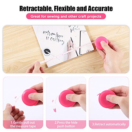 Tape Measure Retractable, Fabric Measuring Tape, 60 Inch Small Sewing Tailor Soft Ruler for Craft Nursing Clothing Medical Travel(3 Pack/Pink) - color: Pink