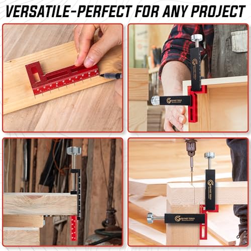 Go Fast Tools™ - Corner Clamps for Woodworking - Durable & Versatile 90 Degree Right Angle Clamps, Pack 2" x 4" Aluminum Positioning Squares with 4 C-Clamps for Cabinets, Frames, and Drawers