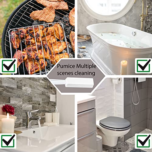 2 Pack Pumice Stone for Toilet Cleaning, Extra Long Handle for Removing Bowl Ring, Pool, Bathroom, Toilet Brush (White) - color: White