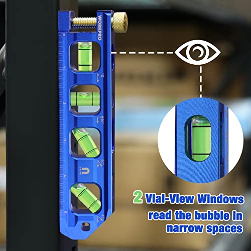 WORKPRO 6.3 Inch Magnetic Torpedo Level, Bubble Level Tool, Aluminium Alloy (Pack of 2) - size: 6.3inches (Pack of 2)