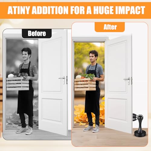 6 Pcs Magnetic Door Stoppers, Stainless Steel Heavy Duty Magnetic Door Stops for Wall and Floor Mounting, Door Holder Keep Door Open (Black)