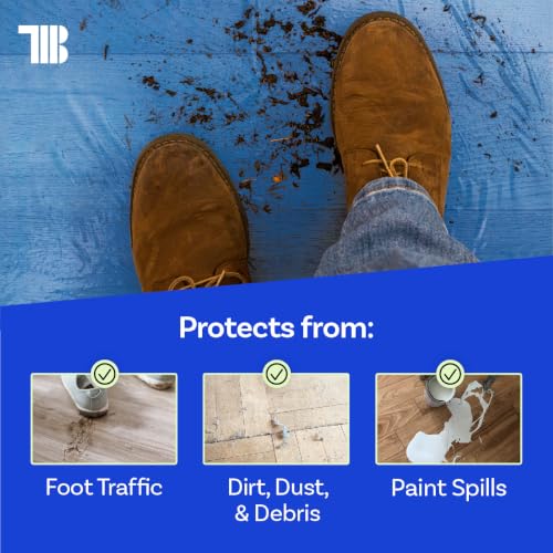 Floor Protection Film, 24" x 500', Made in USA, Blue Self Adhesive Floor Protector Tape for Moving, Painting and Construction, Temporary Covering to Shield Hardwood, Tile, Hard Surfaces (Not Carpet)