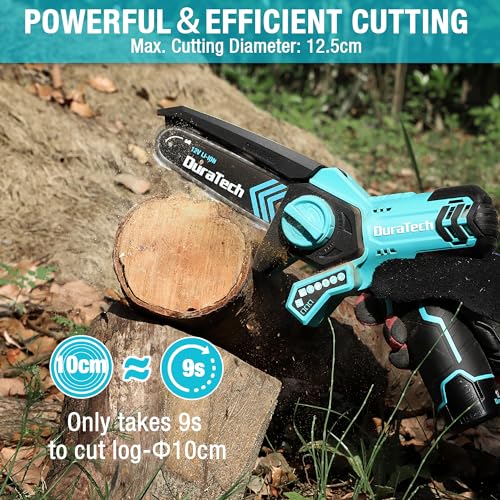 DURATECH 12V Mini Chainsaw, 6 Inch Cordless Electric Wood Cutting Saw