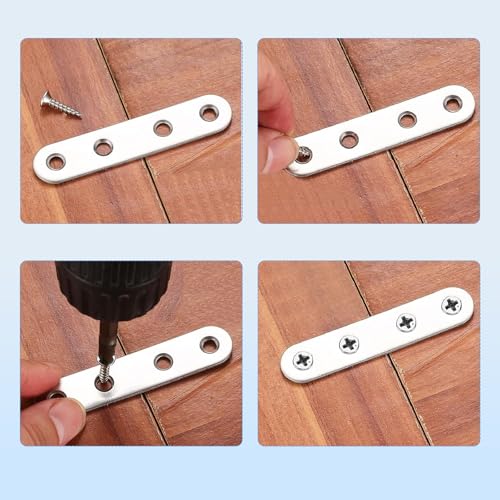 20Pcs Flat Straight Brace 76x16mm(3" x 5/8") for Wood Furniture Repair - size: 76mm (20Pcs)