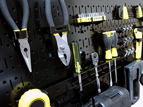 Wall Control Pegboard Rack Horizontal Metal Pegboard Garage Tool Storage Pack - Two 32-Inch Wide x 16-Inch Tall Easy To Install Peg Boards (Black) - color: Black