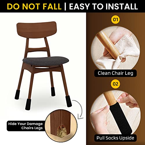 Chair Leg Socks 16/24/32 Pcs Black Furniture Leg Covers Floor - color: Black, size: 32 Pcs