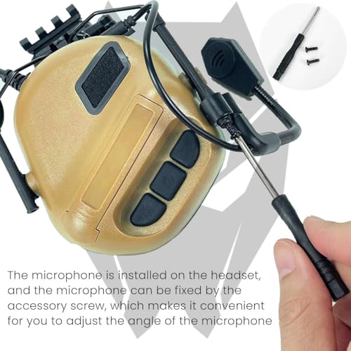 ATAIRSOFT Tactical Airsoft Headset with Microphone Waterproof Hunting Shooting Headphones Earmuff No Noise Reduction Function - color: Tan