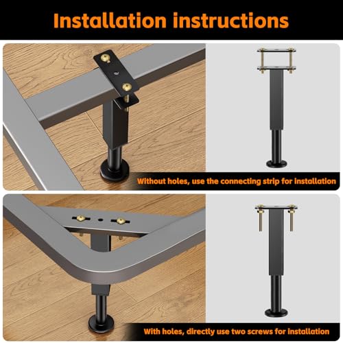 NESAPTO 6PCS Adjustable Height Bed Support Legs, 7.3-11 in Metal Bed Risers - size: 7.3"-11" (6pcs)