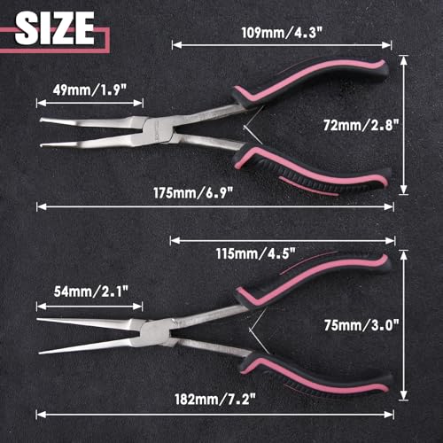 2PCS 7-Inch Long Reach Needle Nose Pliers Smooth Jaws Long Nose Pliers and Bent Nose Pliers Extra Long Needle Nose Pliers Jewelry Pliers for Jewelry Making, Wire Wrapping and Object Gripping - style: Straight & Bent Needle Nose Plier Smooth Jaws