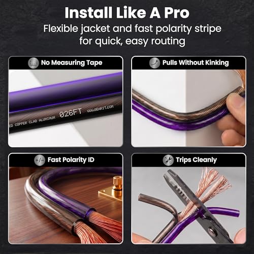 GEARit 12 Gauge Speaker Wire 100FT,12/2 Speaker Cable for Home & Car Audio - color: Translucent Black/Purple, size: 12AWG / 100 Feet