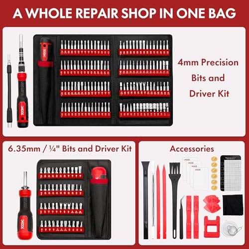 XOOL 200 in 1 Precision Screwdriver Set, Electronics Repair Tool Magnetic Driver Kit with 164 Bits for Phone, MacBook, Computer, Laptop, PC, Tablet, PS4, Xbox, Nintendo, Game Console - color: Red
