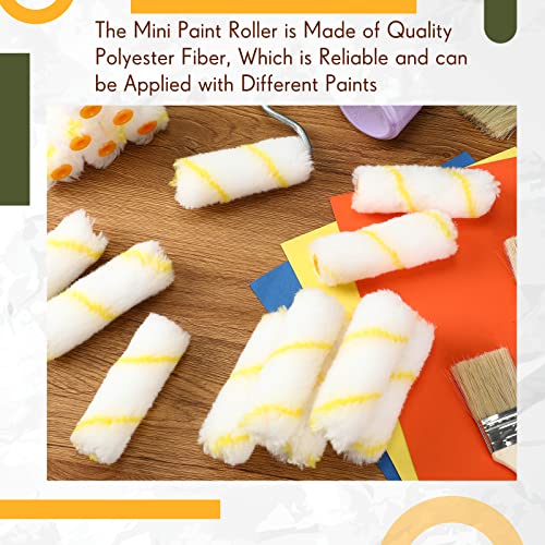 Leumoi 200 Pcs 4 Inch Mini Paint Roller Cover, Yellow - color: white and yellow
