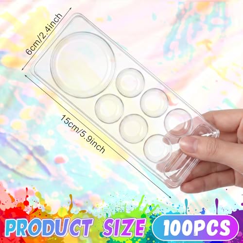 100 Pcs Large Clear Rectangle Paint Tray Palette Disposable Watercolor Palette Acrylic Pallet Color Mixing Tray for Painting Party Oil Watercolor Craft Supplies DIY Art Painting - style: Rectangle