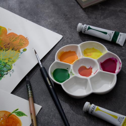 MEEDEN Ceramic Watercolor Paint Palette: 7-Well Color Mixing Tray 4.7"x0.6"