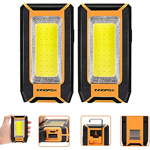 innofox 2-Pack LED Rechargeable Magnetic Work Light 1500 Lumens, Hanging Hook with 3 Modes, LED Work Light for Car Repair, Camping, and Hurricane Use - size: Portable