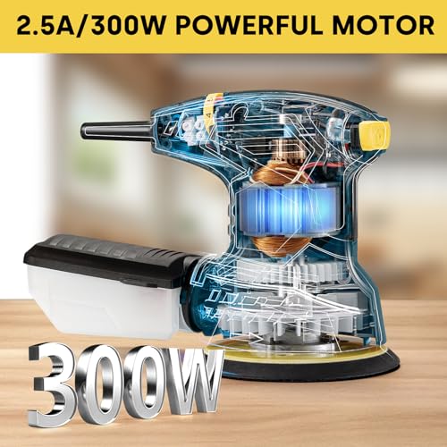 Enventor Orbital Sander with 6 Speeds, Dust Collection, 5 in, 2.5A Corded - size: 2.5A