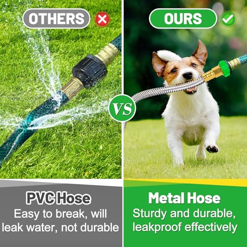 Metal Garden Hose with Male to Female Connector, 15ft - size: 15ft