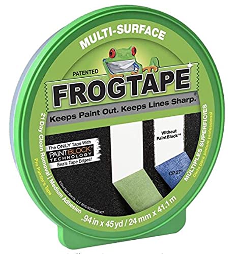 FrogTape Multi-Surface Painters Tape with PAINTBLOCK, 2 Inch Wide (1.88 in. x 60 Yds), Medium Adhesion, Green, 1 Roll (1358464) (Pack of 2) - size: 1.88 Yards Width x 60 Yards Length (Pack of 2)