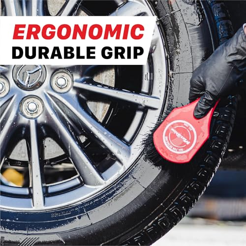 Maxshine Universal Cleaning Brushes (3-Piece Set) – Heavy-Duty, Medium-Duty, Soft Bristles – Removes Dirt & Stains – Wheels, Tires, & Exterior Surfaces – Carpets, Upholstery & Interior Surfaces - color: Set