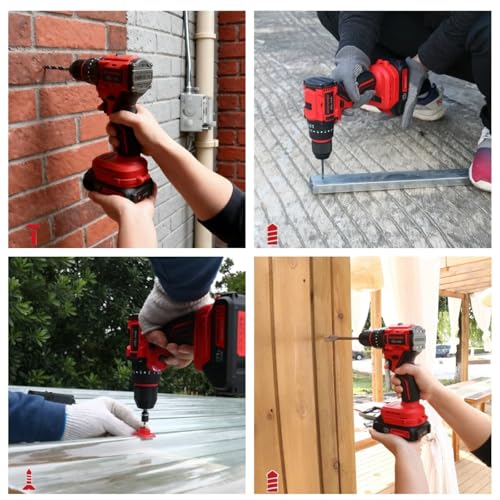 21V MAX Cordless Brushless Hammer Drill, Electric Power Drill Set