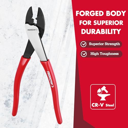 ARROW 9.5" Wire Crimper/Cutter, Wire Crimping Tool, Crimper Tool Electrical - size: 9.5 Inch