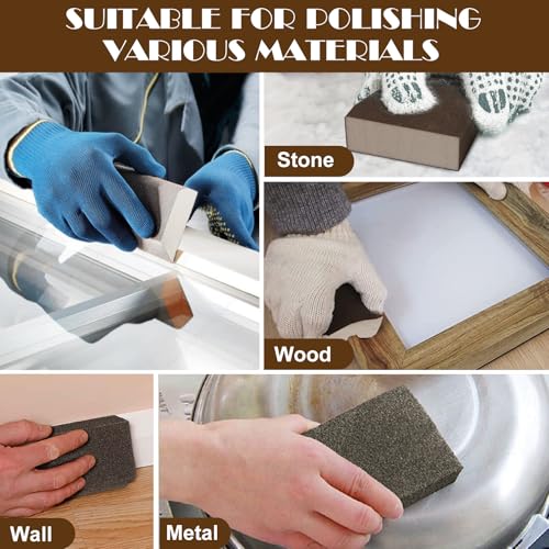 16Pcs 100 Grit Sanding Blocks, Jamiikury Medium Sanding Sponge Washable and Reusable, Wet Dry Sandpaper Sponge for Wood Metal FurniturePaint and Drywall - size: 100 Grits