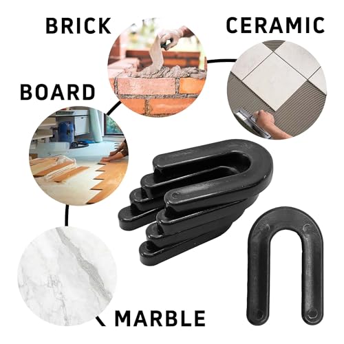 50PCS Horseshoe Tile Spacers, 1/4 Inch U-Shape Plastic Structural Shims for Tile Leveling System, Black Tile Leveling Clips for Ceramic Floor and Wall Installation - size: 1/4 Inch