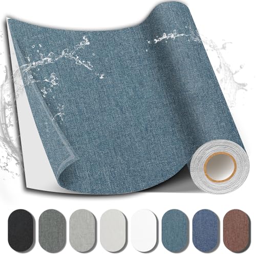 Fabric Repair Tape, Self-Adhesive Couch Patch for Furniture, Cloth - color: Linen Blue Grey, size: 17X158 Inch