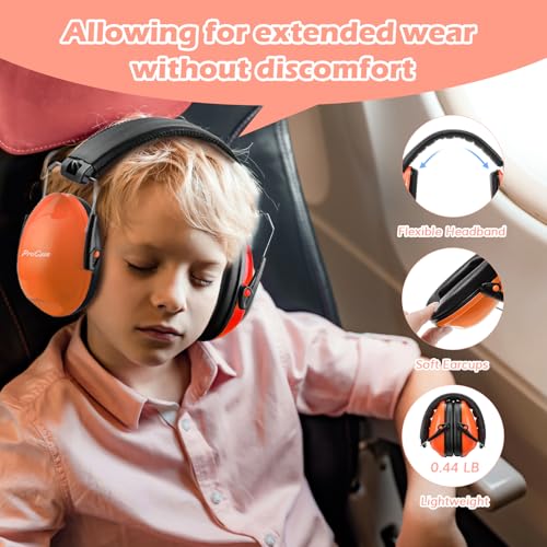 ProCase Noise Cancelling Headphones for Kids/Toddlers SNR 27dB Ear Muffs - color: Orange