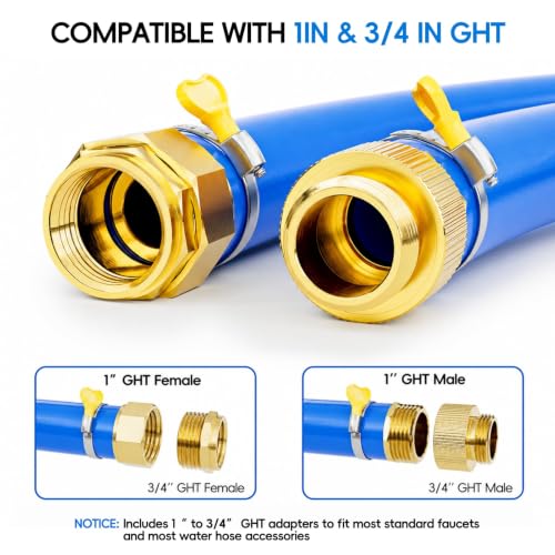SPECILITE Hot/Cold Rubber Garden Water Hose 50 ft x 1", -50℉ to 190℉, Blue - color: 1'' Blue, size: 50 FT