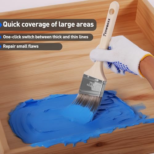 Paint Brush, 2.5IN Stain Brushes for Painting Walls House Touch-Ups,Furnitures and Fence Staining, Wooden Handle Masonry Paintbrush(6 Packs) - size: 2.5 inch