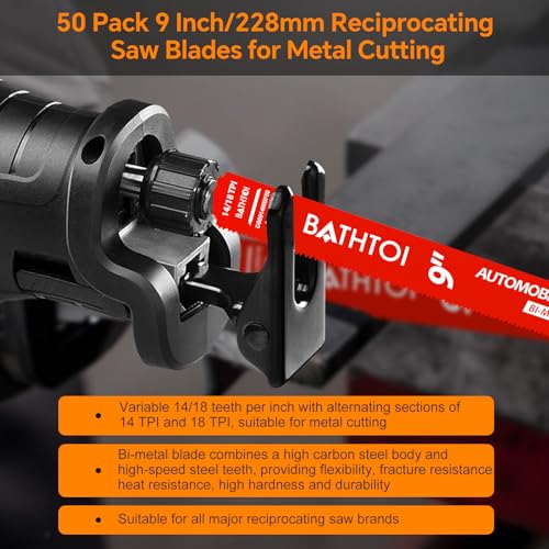 50 Pack 9 Inch 14/18 Tpi Reciprocating Saw Blades for Metal Cutting - size: 9 Inch 14/18TPI