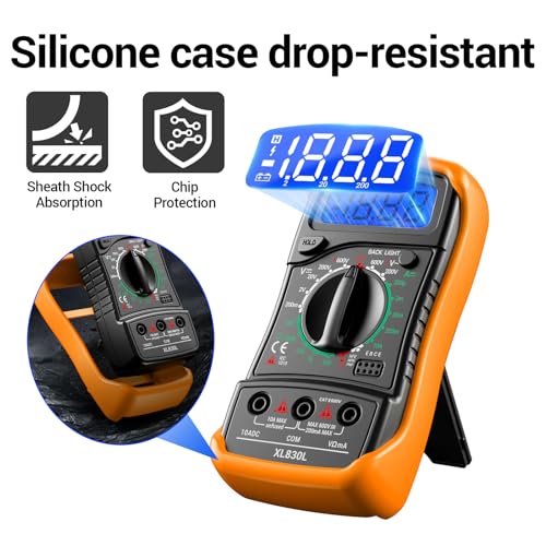 ANENG Digital Multimeter with Case, AC/DC Voltmeter, Ammeter and Ohmmeter - color: Yellow