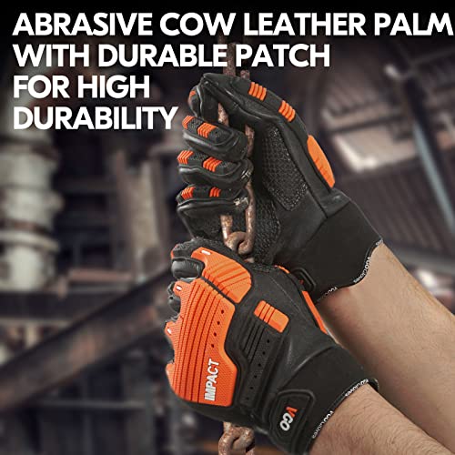 Vgo... Men's Leather Impact Anti-Vibration Mechanic Gloves(CA7722WR) - color: Black, size: XX-Large
