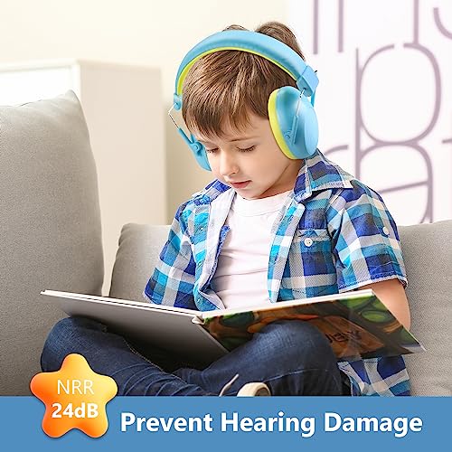 ProCase Kids Noise Cancelling Headphones Ear Hearing Protection, Blue - color: Blue