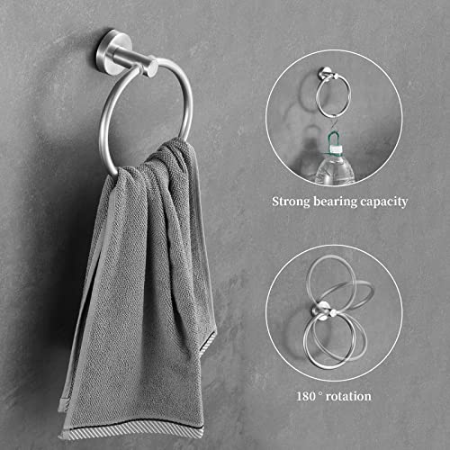 Bathroom Hardware Set 10 Pieces, Stainless Steel Towel Bar Set Includes 16 inch Towel Bar, Towel Hook, Towel Ring Toilet Paper Holder - color: Brushed Nickel-10pcs-16inch