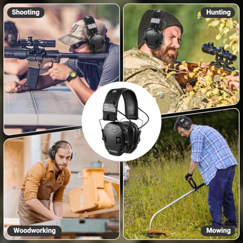 Electronic Shooting Ear Protection w/Gel Pads, 23dB NRR Active Noise Reduction & 3X Amplification Headset for Shooters - color: Black