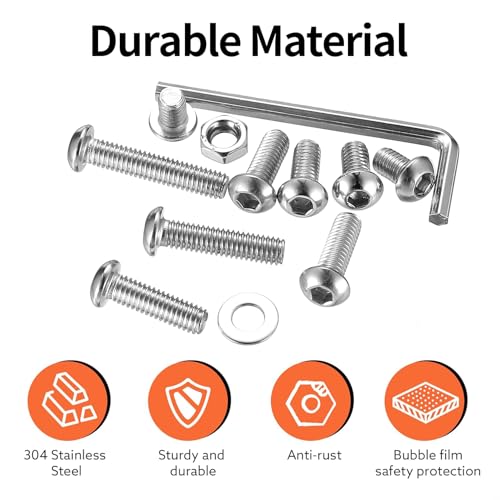 189 Pcs M6 Nuts and Bolts Assortment Kit, Pan Head Machine Screws and Nuts, Hex Button Head Socket Cap Screws Bolts and Nuts and Washers, Stainless Steel Metric Screw Assortment - size: M6